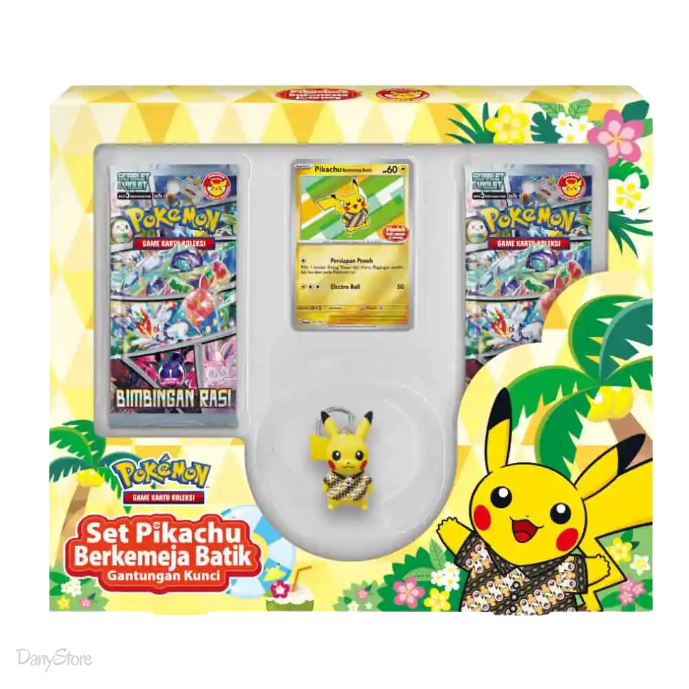 Pokémon Collector Set Box Batik Shirt Pikachu Keychain sv6s IND