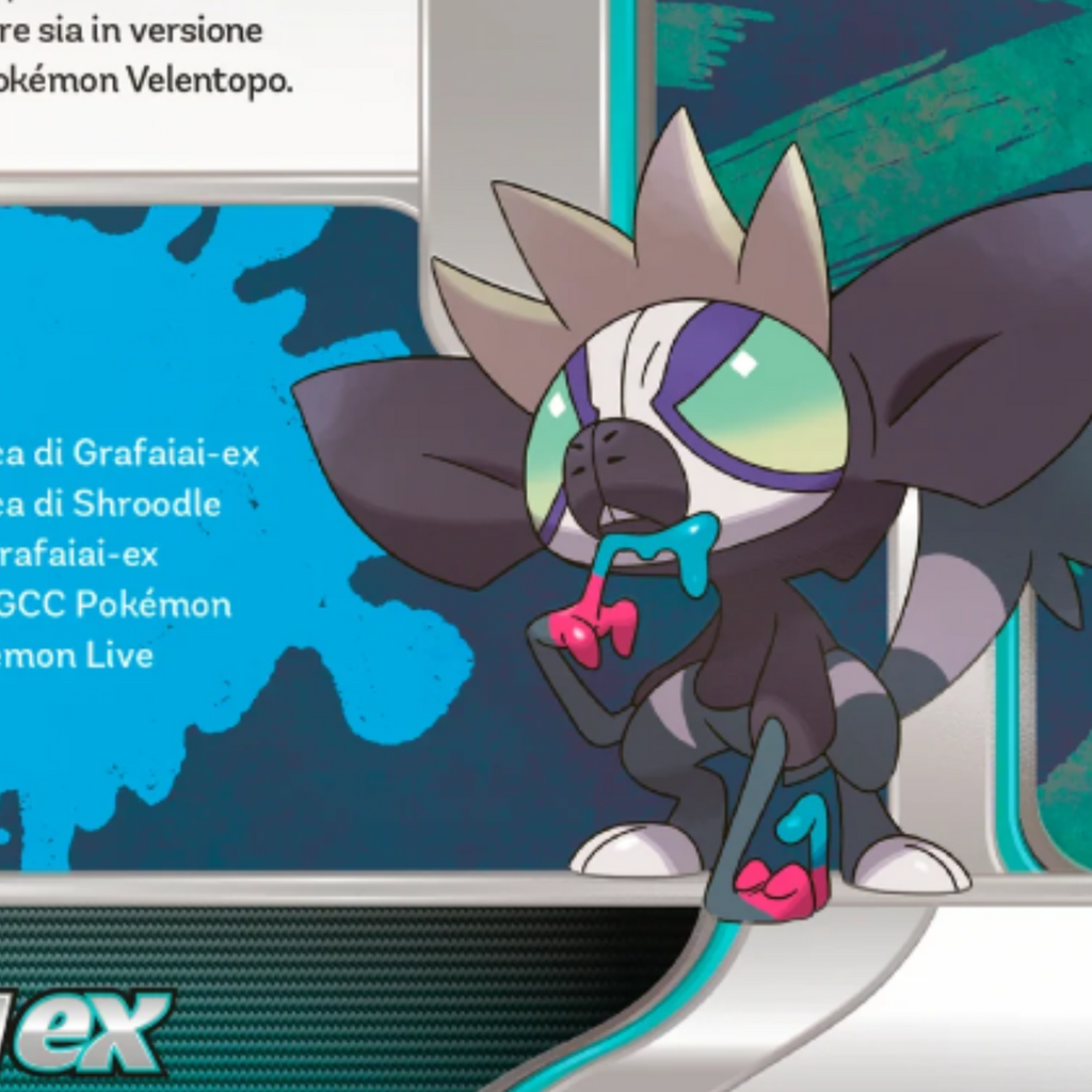 Box Collezione Pokémon Grafaiai-ex con carta promozionale olografica, carta Shroodle e 4 bustine d'espansione