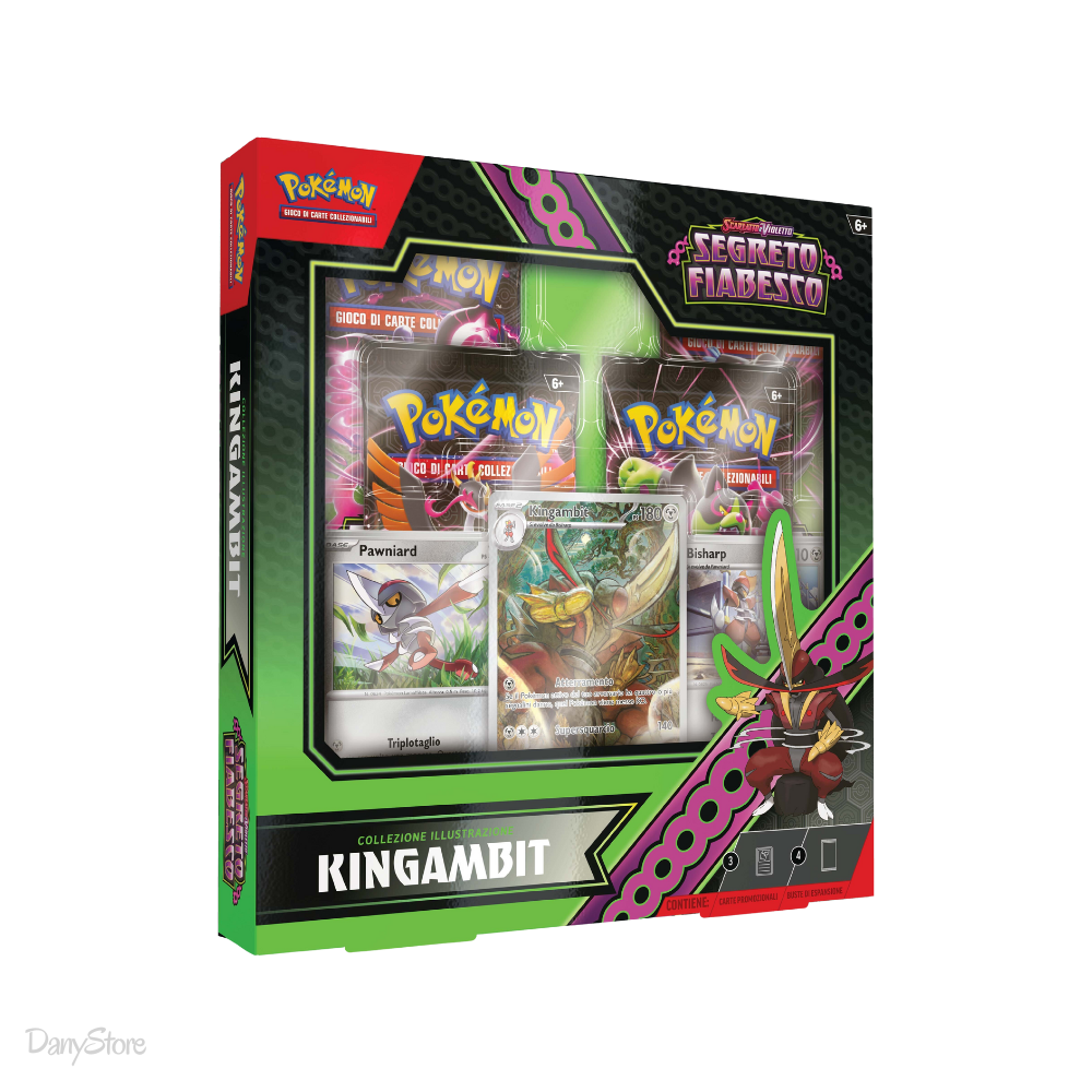 Box Collezione Illustrazione Pokémon Kingambit con carta promozionale rara illustrazione speciale e bustine Segreto Fiabesco