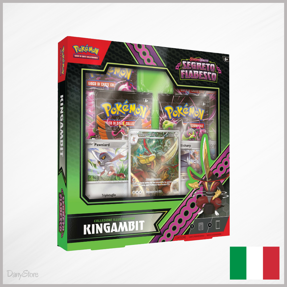 Box Collezione Illustrazione Pokémon Kingambit con carta promozionale rara illustrazione speciale e bustine Segreto Fiabesco