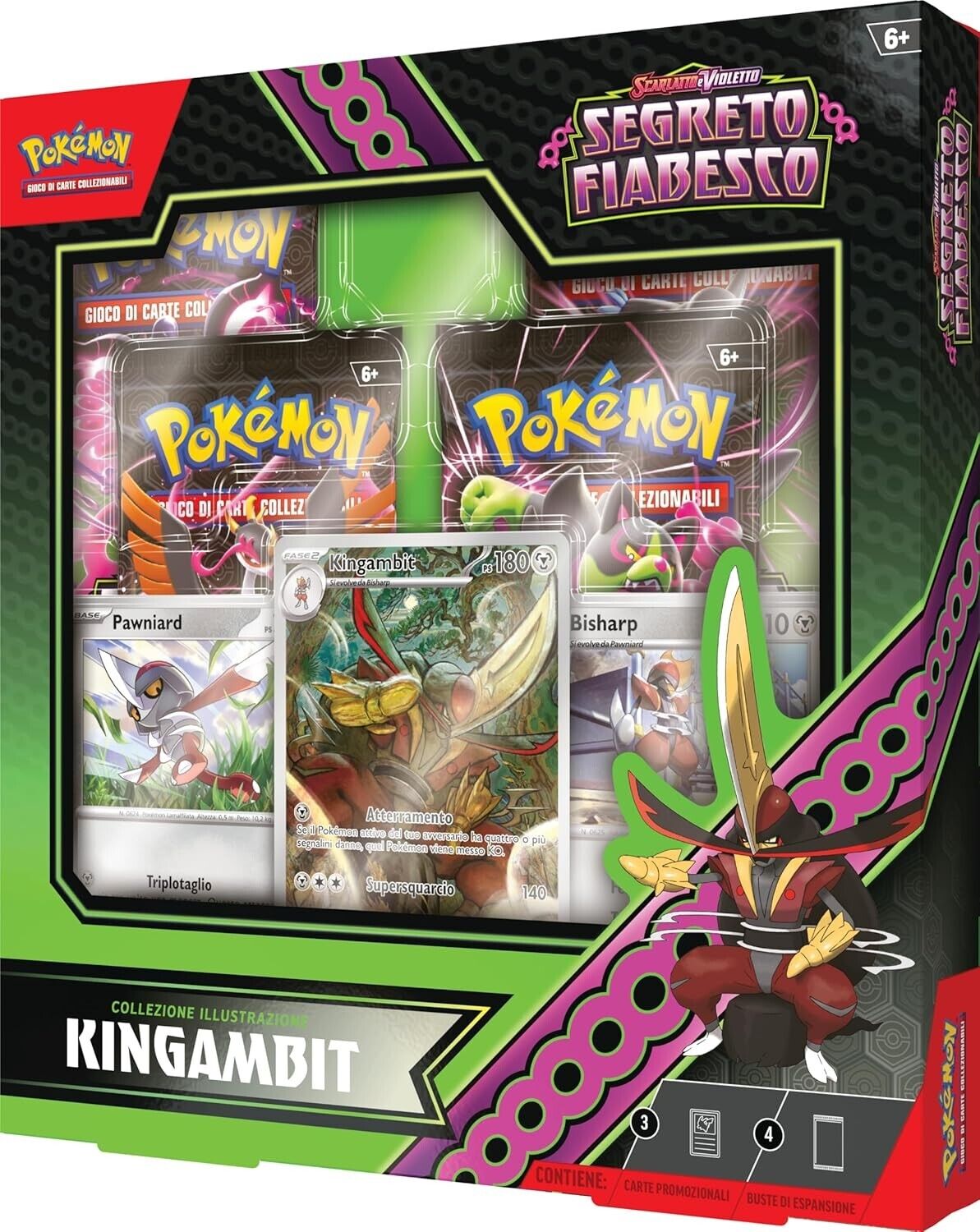 Box Collezione Illustrazione Pokémon Kingambit con carta promozionale rara illustrazione speciale e bustine Segreto Fiabesco