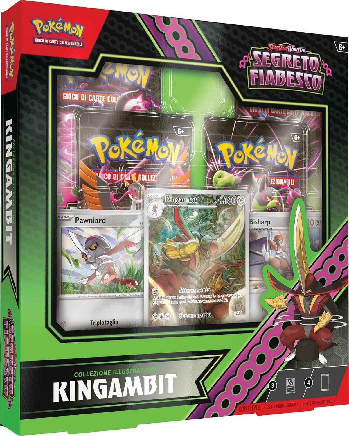 Box Collezione Illustrazione Pokémon Kingambit con carta promozionale rara illustrazione speciale e bustine Segreto Fiabesco