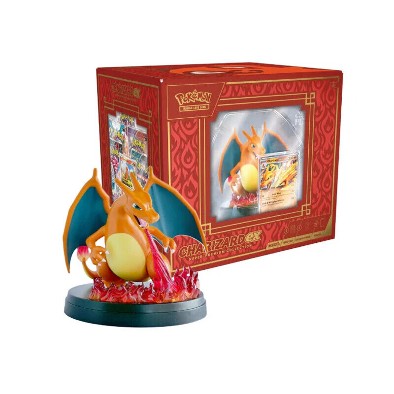 Box Collezione Super Premium Pokémon Charizard con statuina centrale e bustine di espansione incluse