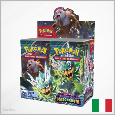 Display Box sigillato Pokémon Crepuscolo Mascherato con 36 bustine d'espansione e illustrazione di Ogerpon Maschera Turchese