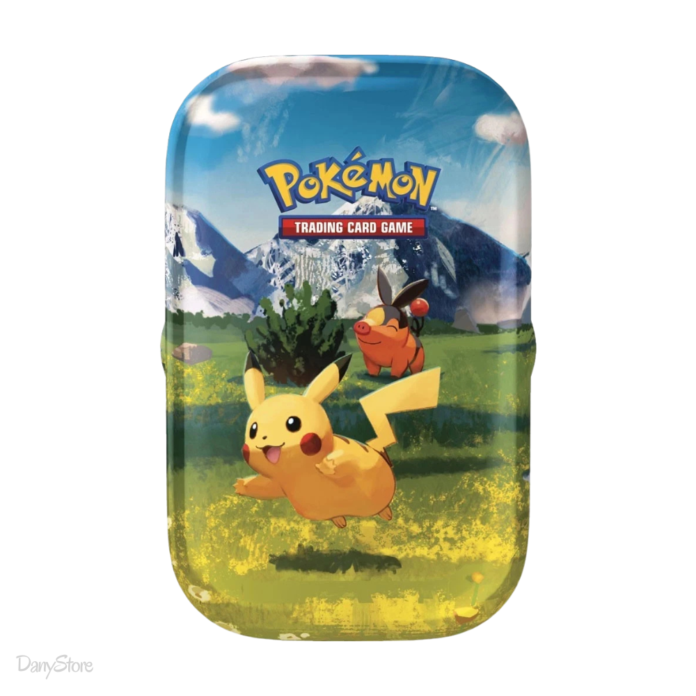 Mini Tin Pokémon Ascesa Eroica in metallo con artwork ufficiale e bustine espansione
