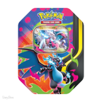 Tin in metallo Pokémon Mega Charizard X con carta olografica e bustine espansione