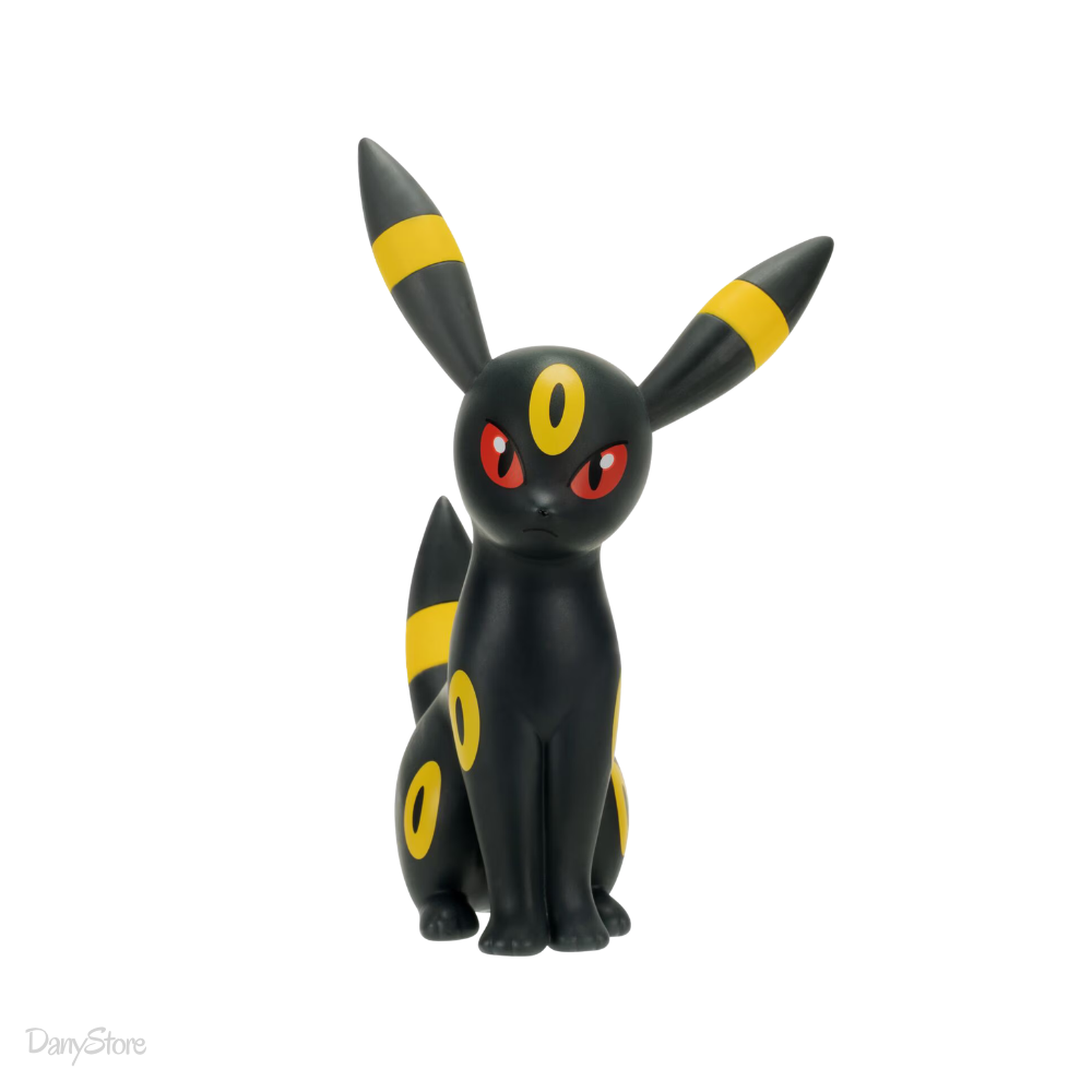 Figure Pokémon Umbreon in vinile da 12 cm, vista frontale in posa seduta
