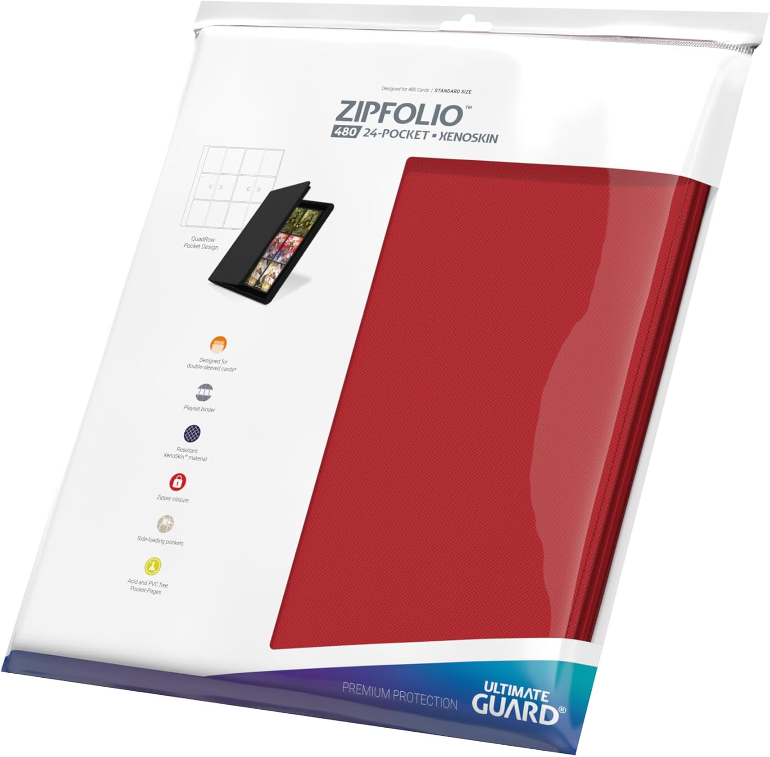 Album Ultimate Guard QuadRow Zipfolio 480 12 tasche colore Rosso